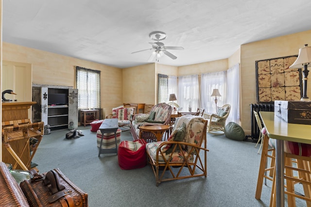 27 Townsend Ave, Boothbay Harbor, ME 04538 - living room featuring carpet floors and ceiling fan