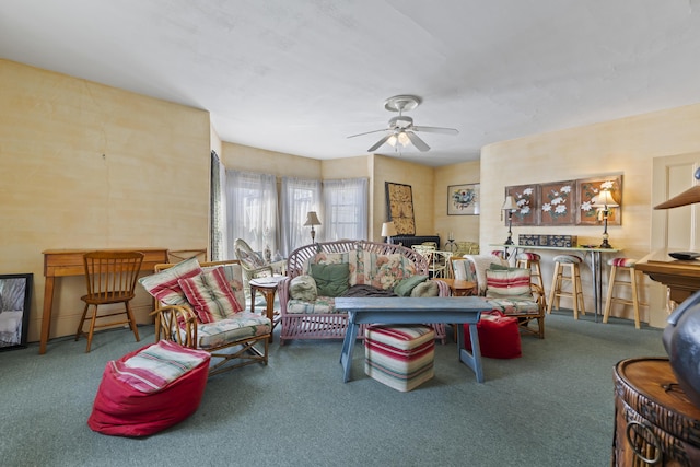 27 Townsend Ave, Boothbay Harbor, ME 04538 - carpeted living area with ceiling fan