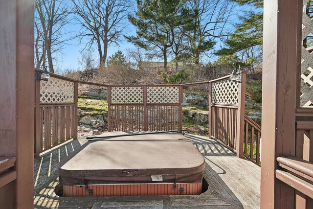 3 The Ledges St, Hallowell, ME 04347 - view of patio with a covered hot tub