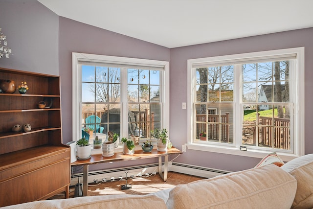 3 The Ledges St, Hallowell, ME 04347 - interior space with tile patterned floors, a baseboard heating unit, plenty of natural light, and baseboards