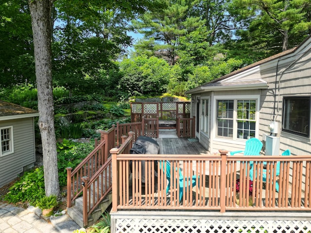 3 The Ledges St, Hallowell, ME 04347 - deck with view of wooded area and stairs