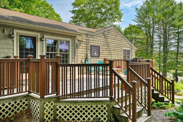 3 The Ledges St, Hallowell, ME 04347 - wooden deck with stairs