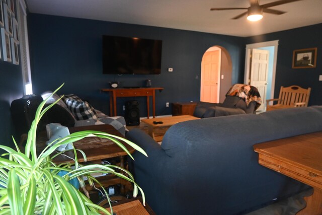 18 Castle Rd, Harmony, ME 04942 - living room featuring a ceiling fan