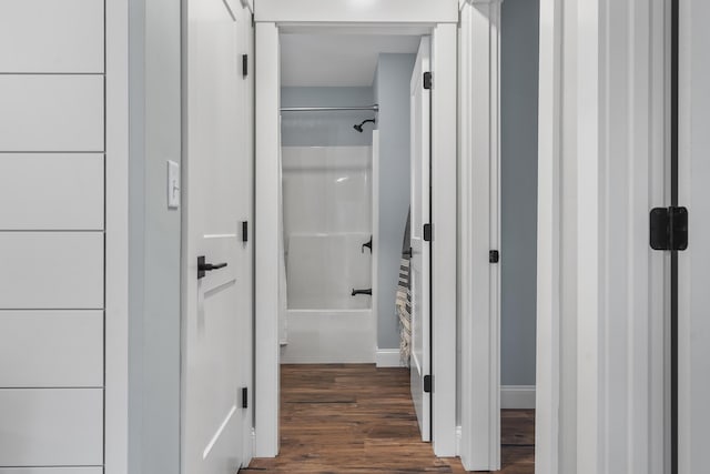 hallway with dark wood-style floors