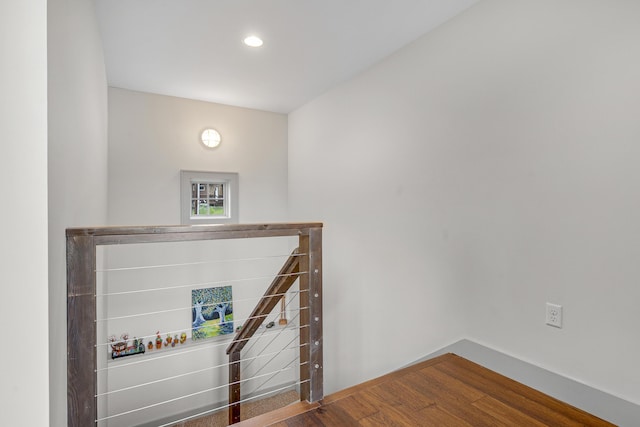 28 Fisher Rd, Newry, ME 04261 - staircase featuring wood finished floors and recessed lighting