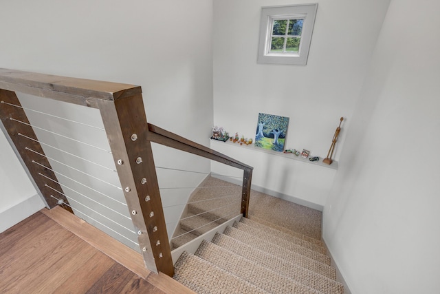 28 Fisher Rd, Newry, ME 04261 - stairway with wood finished floors and baseboards