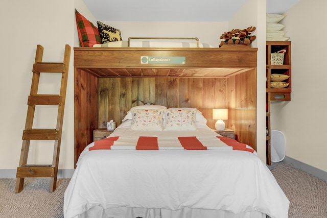 28 Fisher Rd, Newry, ME 04261 - carpeted bedroom featuring wooden walls and baseboards