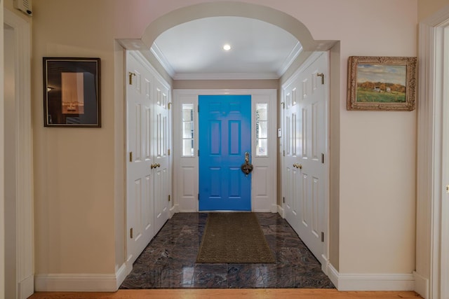 20 Giant Slide Rd, Mount Desert, ME 04660 - foyer entrance with ornamental molding and baseboards