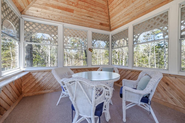 20 Giant Slide Rd, Mount Desert, ME 04660 - sunroom featuring wooden walls and carpet flooring