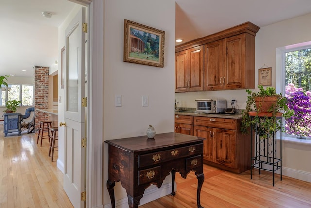 20 Giant Slide Rd, Mount Desert, ME 04660 - hall featuring light wood-type flooring, baseboards, and recessed lighting