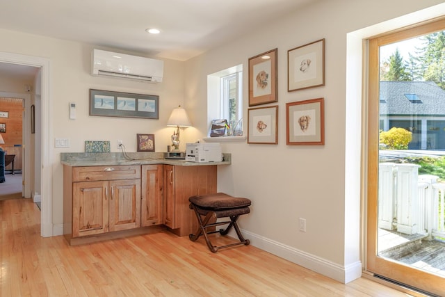 20 Giant Slide Rd, Mount Desert, ME 04660 - bar featuring a wall mounted AC, light wood-style flooring, baseboards, and recessed lighting