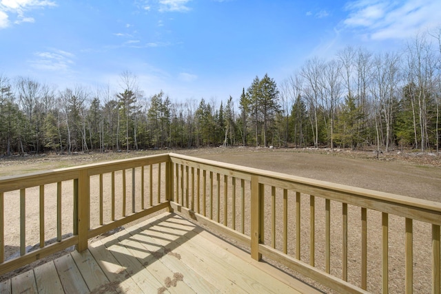 deck with a forest view