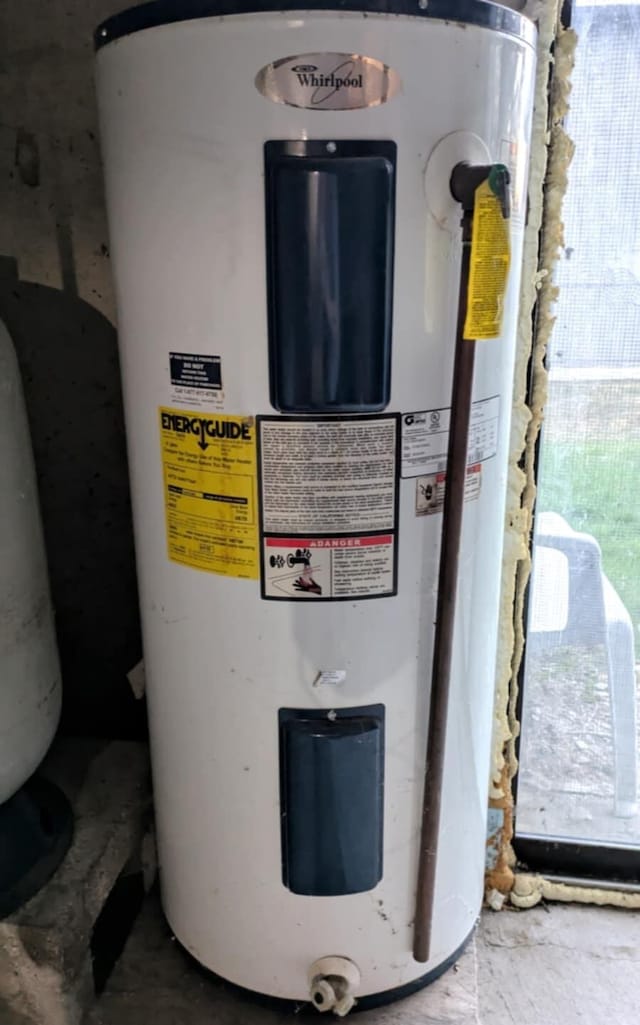 utility room featuring electric water heater