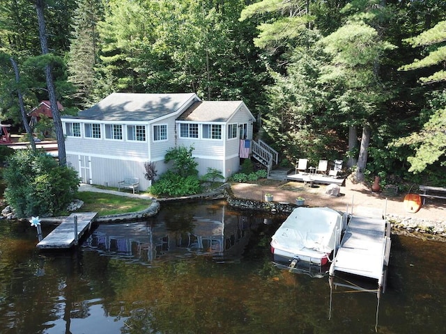 92 Red Gate Ln, Acton, ME 04001 - bird's eye view featuring a water view and a forest view