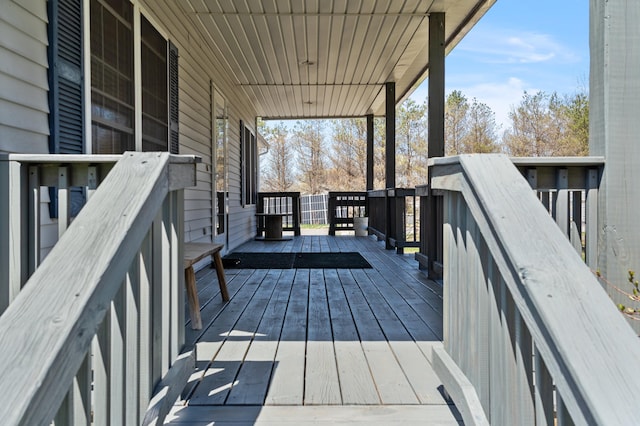 wooden deck featuring a porch