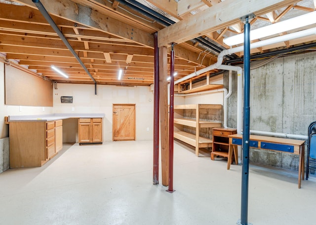 view of unfinished basement