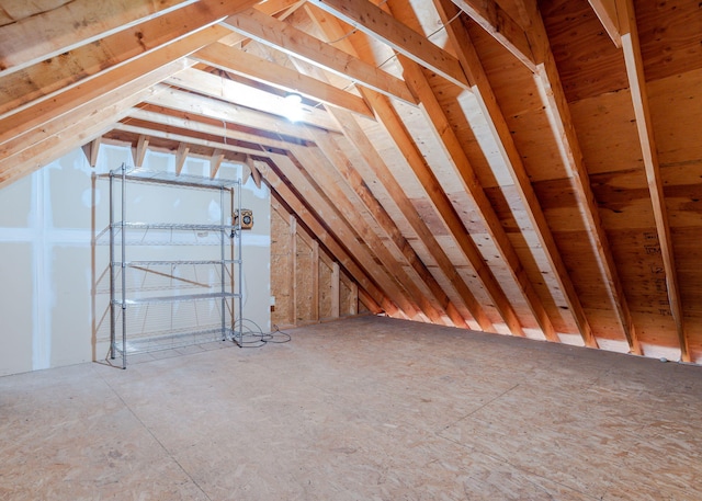 view of unfinished attic