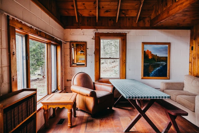 65 Pinecroft Rd, Harrison, ME 04040 - sunroom featuring beamed ceiling