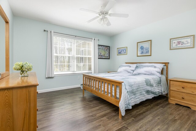 7 Berry Ln Unit 101, Biddeford, ME 04005 - bedroom with wood finished floors, baseboards, and ceiling fan