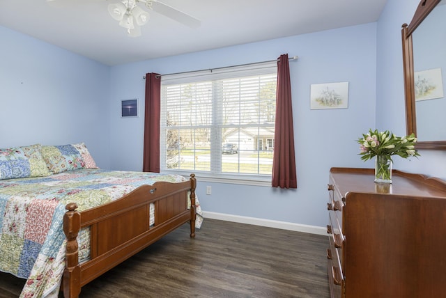 7 Berry Ln Unit 101, Biddeford, ME 04005 - bedroom featuring baseboards, dark wood-type flooring, and ceiling fan