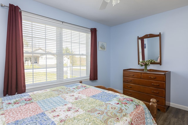 7 Berry Ln Unit 101, Biddeford, ME 04005 - bedroom with dark wood-type flooring, baseboards, and a ceiling fan