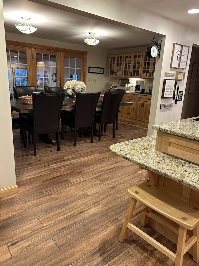 208 N Caribou Rd, Presque Isle, ME 04769 - dining space with dark wood-type flooring and recessed lighting