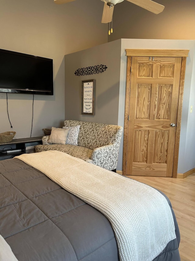 208 N Caribou Rd, Presque Isle, ME 04769 - bedroom featuring ceiling fan and wood finished floors