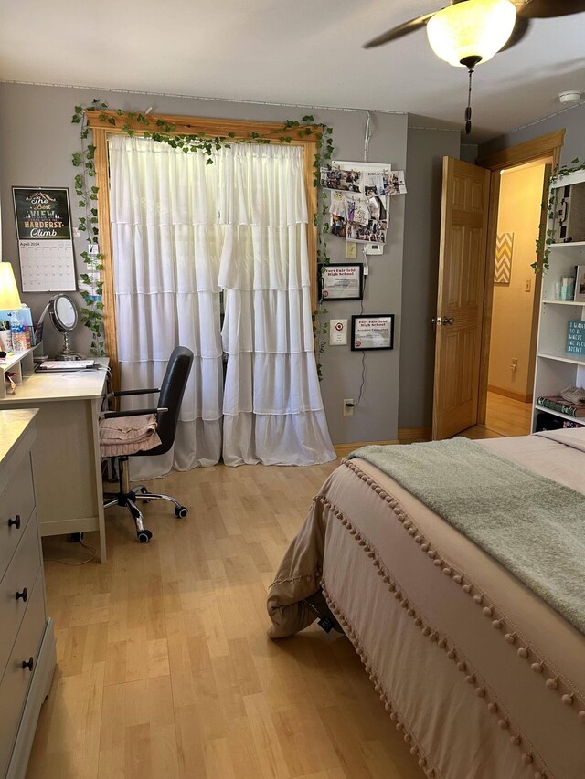 208 N Caribou Rd, Presque Isle, ME 04769 - bedroom featuring a ceiling fan and light wood finished floors