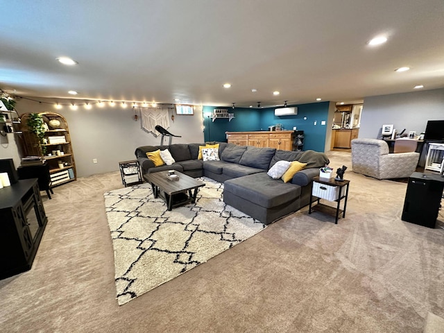208 N Caribou Rd, Presque Isle, ME 04769 - living room with carpet flooring, recessed lighting, and bar