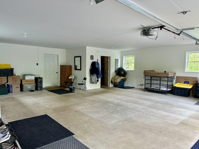 garage featuring a garage door opener and electric panel