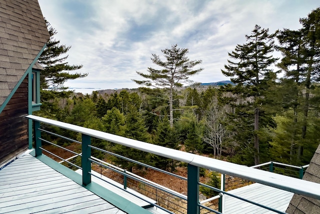 balcony with a view of trees