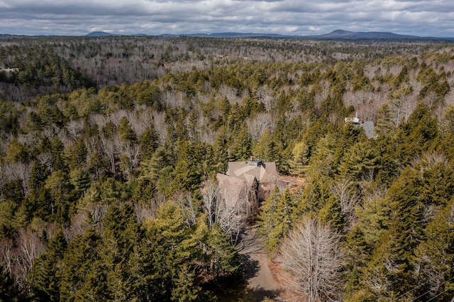 birds eye view of property featuring a view of trees