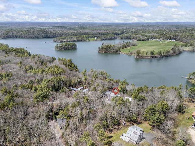 27 Carter Dr, West Bath, ME 04530 - bird's eye view with a wooded view and a water view