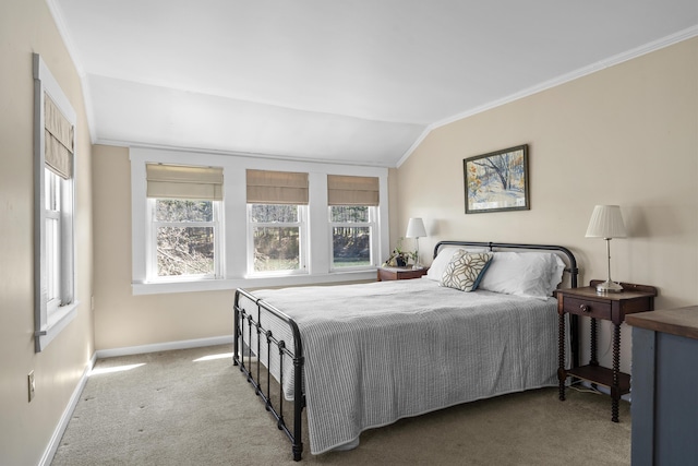37 Harpswell Islands Rd, Harpswell, ME 04079 - bedroom with carpet floors, ornamental molding, baseboards, and vaulted ceiling