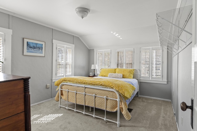 37 Harpswell Islands Rd, Harpswell, ME 04079 - bedroom featuring multiple windows, carpet flooring, and lofted ceiling