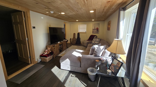 341 E Andover Rd, Andover, ME 04226 - living room with recessed lighting, wood ceiling, and wood finished floors