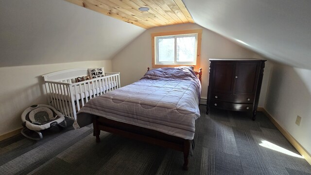 341 E Andover Rd, Andover, ME 04226 - bedroom with carpet floors, baseboards, vaulted ceiling, and baseboard heating