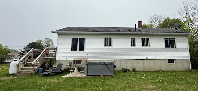 12 Grace Snow Dr, Glenburn, ME 04401 - back of house with a yard, stairs, and a wooden deck