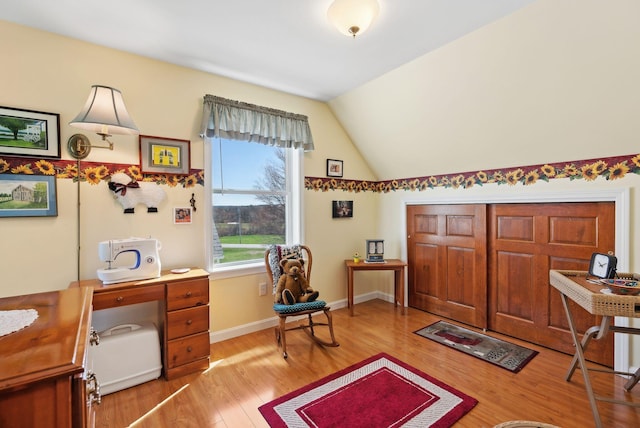 61 Pond Rd, Albion, ME 04910 - office featuring lofted ceiling and light wood-type flooring