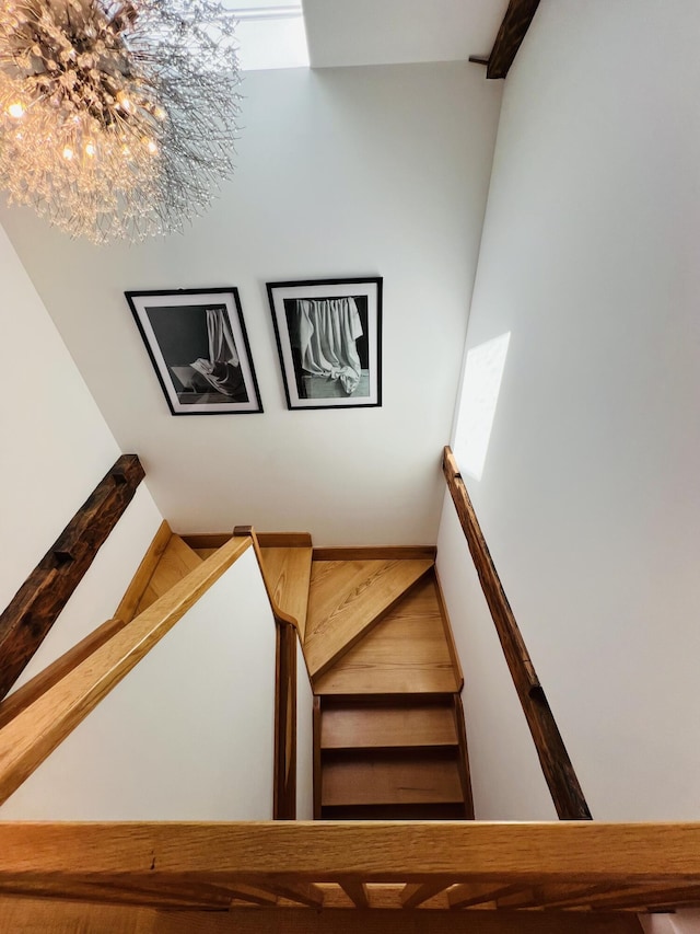 157 Ellsworth Rd, Blue Hill, ME 04614 - stairway featuring lofted ceiling