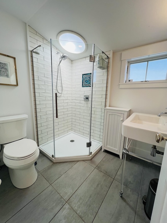 157 Ellsworth Rd, Blue Hill, ME 04614 - bathroom with tile patterned floors and a shower stall