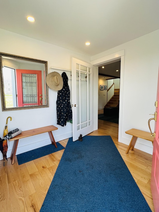 157 Ellsworth Rd, Blue Hill, ME 04614 - exercise room featuring wood finished floors and recessed lighting