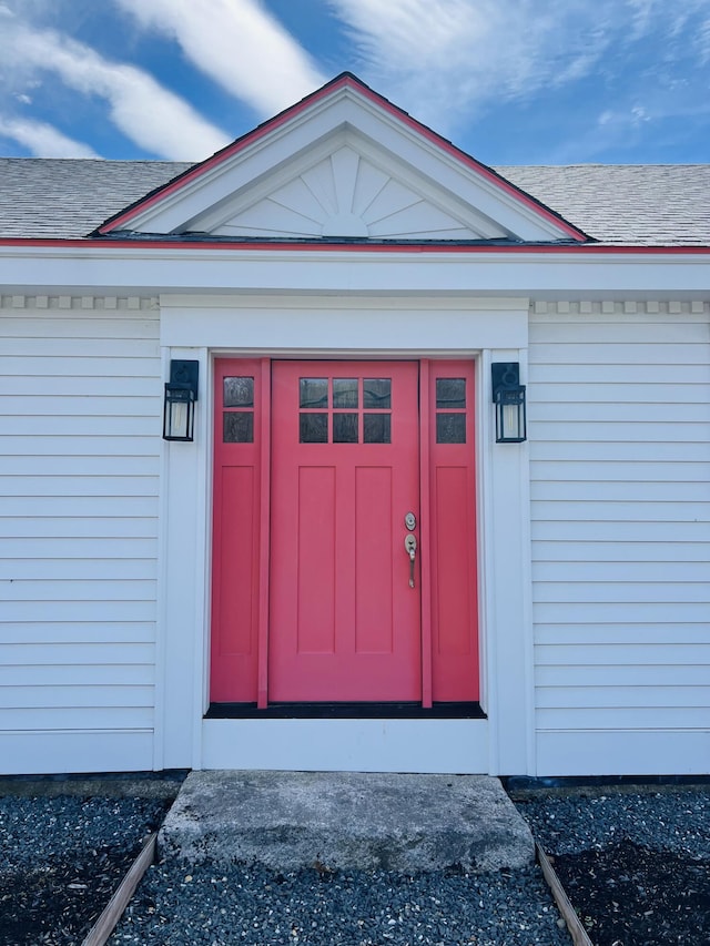 157 Ellsworth Rd, Blue Hill, ME 04614 - property entrance with a shingled roof