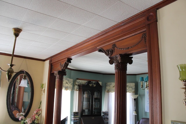 13 Halde St, Waterville, ME 04901 - hall with ornate columns and crown molding