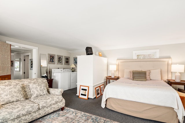 47 Bay View St, Camden, ME 04843 - bedroom featuring independent washer and dryer and carpet flooring