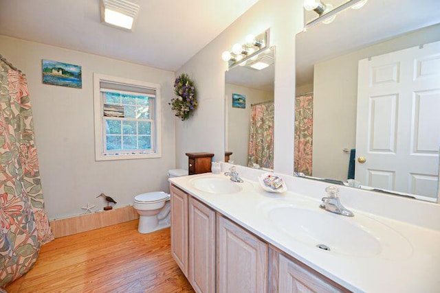 16 Dragonfly Ln, Kennebunkport, ME 04046 - bathroom with wood finished floors, toilet, and double vanity