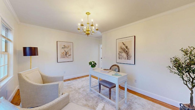 12 Summit Ter, Falmouth, ME 04105 - office featuring an inviting chandelier, a wealth of natural light, and light wood finished floors