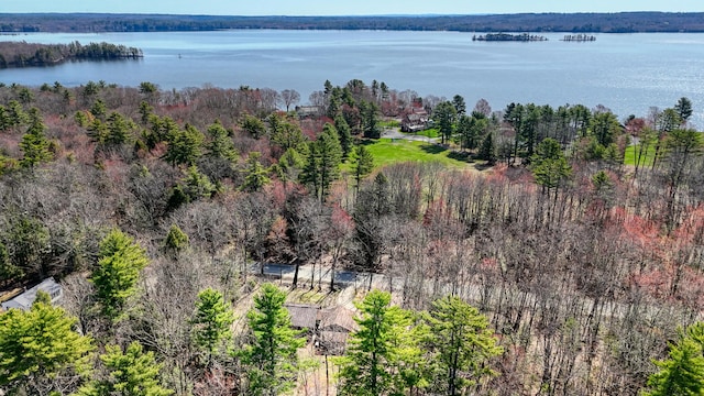 370 Point Rd, Belgrade, ME 04917 - bird's eye view featuring a water view and a wooded view