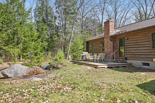 370 Point Rd, Belgrade, ME 04917 - view of yard with entry steps and a deck