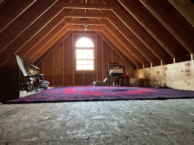 view of unfinished attic